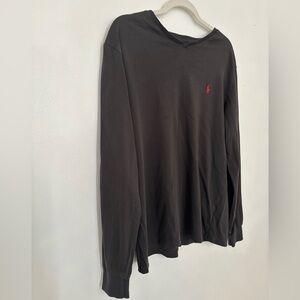 Polo Ralph Lauren Subtle VNeck Dark Gray Long Sleeve Shirt